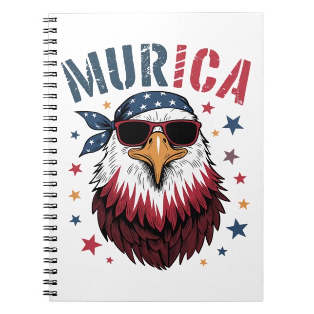 4th of July Patriotic Funny Eagle USA Notebook (Front)
