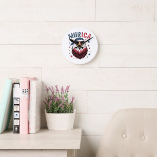 4th of July Patriotic Funny Eagle USA Round Clock