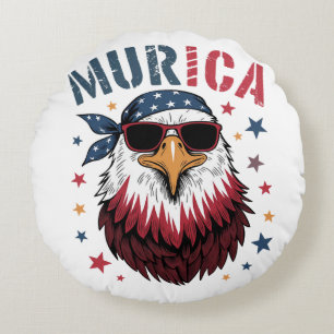 4th of July Patriotic Funny Eagle USA Round Cushion