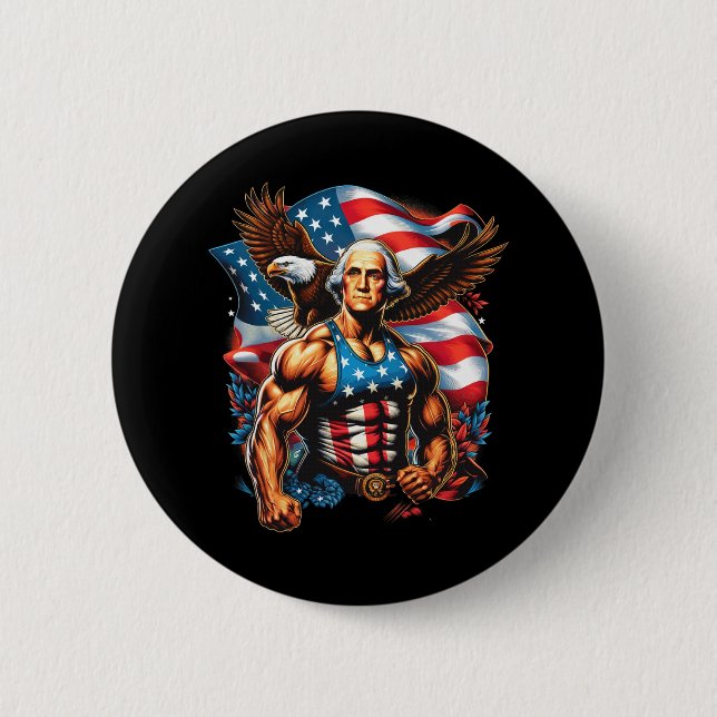 4th Of July Patriotic Funny George Washington July 6 Cm Round Badge (Front)