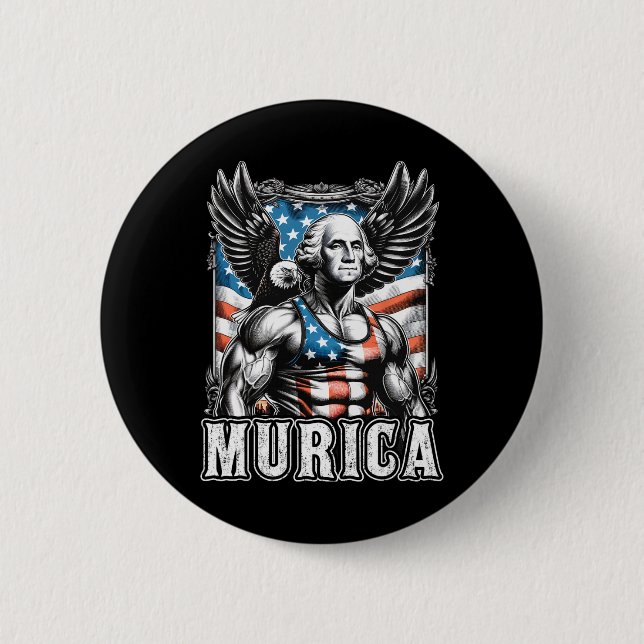 4th Of July Patriotic Funny George Washington July 6 Cm Round Badge (Front)