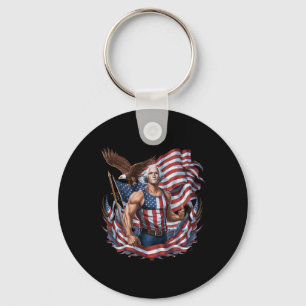 4th Of July Patriotic Funny George Washington July Key Ring