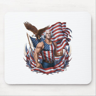 4th Of July Patriotic Funny George Washington July Mouse Mat