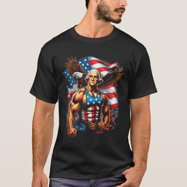 4th Of July Patriotic Funny George Washington July T-Shirt (Front)