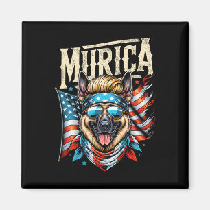 4th Of July Patriotic Funny German Shepherd July 4 Magnet