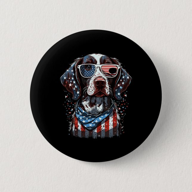 4th Of July Patriotic German Shorthaired Pointer D 6 Cm Round Badge (Front)