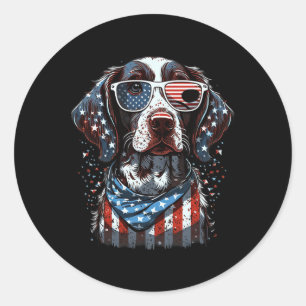 4th Of July Patriotic German Shorthaired Pointer D Classic Round Sticker