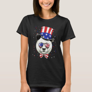 4th of July Patriotic Giant Panda Merica USA Flag  T-Shirt
