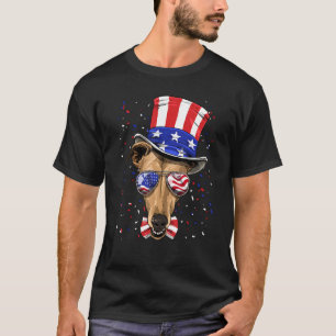 4th of July Patriotic Greyhound USA American Flag  T-Shirt