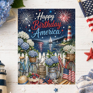 4th of July Patriotic Happy Birthday America Postcard