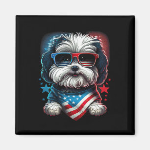 4th Of July Patriotic Havanese Dog Us Flag Magnet