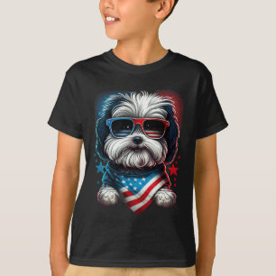 4th Of July Patriotic Havanese Dog Us Flag T-Shirt