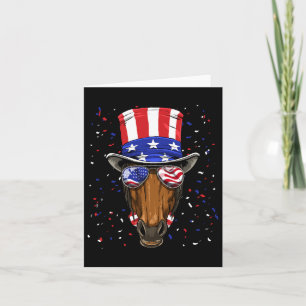 4th Of July Patriotic Horse Usa Flag Horseback Rid Card