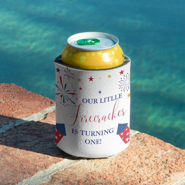4th of July Patriotic independence  birthday party Can Cooler (In Situ Pool)