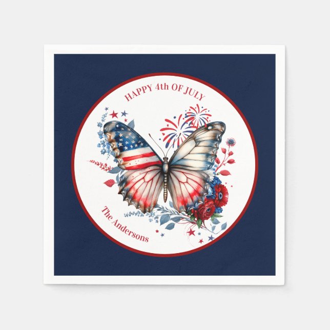 4th of July Patriotic Independence Day Name Napkin (Front)