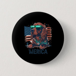 4th Of July Patriotic Irish Setter Dog Merica 6 Cm Round Badge