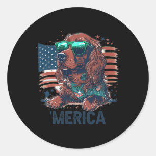 4th Of July Patriotic Irish Setter Dog Merica Classic Round Sticker