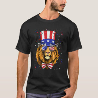 4th of July Patriotic Lion USA Flag Independence L T-Shirt