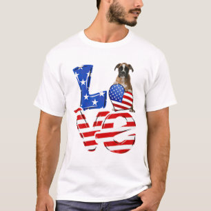 4Th Of July Patriotic LOVE BROWN Boxer American Fl T-Shirt