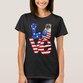 4th Of July Patriotic Love Pug American Flag T-Shirt