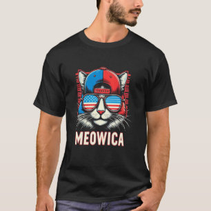 4th of July Patriotic Meowica American Flag Cat T-Shirt