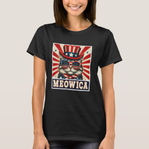 4th of July Patriotic Meowica American Flag Cat T-Shirt