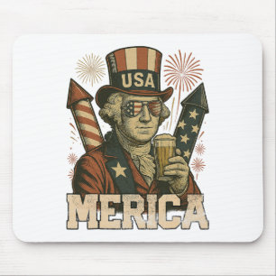 4th Of July Patriotic Merica George Washington Jul Mouse Mat