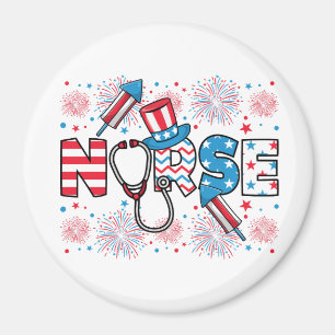 4th Of July Patriotic Nurse Circle Magnet