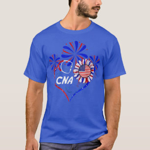 4th of July Patriotic Nurse Cna American Flag Sunf T-Shirt