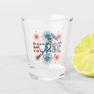 4th Of July Patriotic Nurse Shot Glass