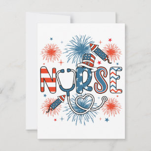 4th Of July Patriotic Nurse Square Postcard