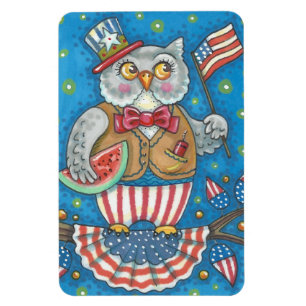 4TH OF JULY PATRIOTIC OWL MAGNET Large