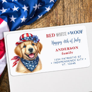 4th Of July Patriotic Puppy Dog Return Address Label