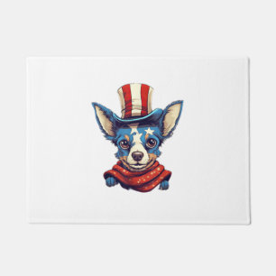 4th Of July Patriotic Rat Terrier Dog  Doormat