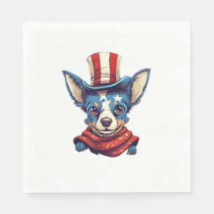 4th Of July Patriotic Rat Terrier Dog Napkin