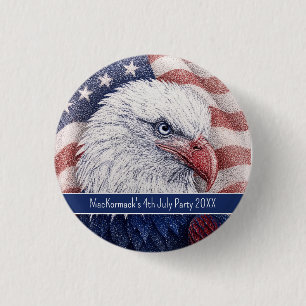 4th of July Patriotic Red White Blue Eagle Party 3 Cm Round Badge