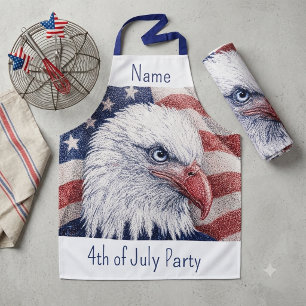 4th of July Patriotic Red White Blue Eagle Party Apron