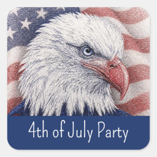 4th of July Patriotic Red White Blue Eagle Party Square Sticker