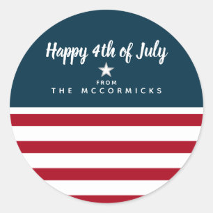 4th of July Patriotic Red White Blue Personalised Classic Round Sticker
