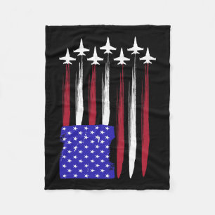 4th Of July Patriotic Red White Blue Usa Flag Figh Fleece Blanket