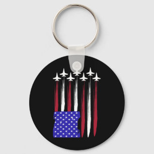 4th Of July Patriotic Red White Blue Usa Flag Figh Key Ring