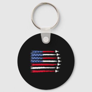 4th Of July Patriotic Red White Blue Usa Flag Figh Key Ring