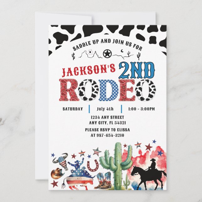 4th of July Patriotic Rodeo Birthday Invitation (Front)