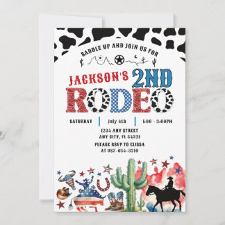 4th of July Patriotic Rodeo Birthday Invitation