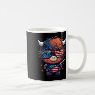 4th Of July Patriotic Scottish Cow Us Flag Coffee Mug