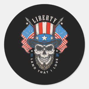 4th Of July Patriotic Shirt Us Flag America Libert Classic Round Sticker