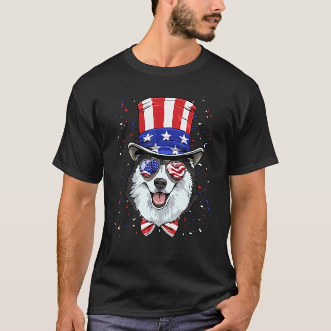 4th of July Patriotic Siberian Husky American USA  T-Shirt (Front)