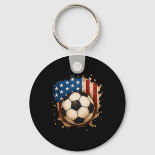 4th Of July Patriotic Soccer Usa American Flag Boy Key Ring
