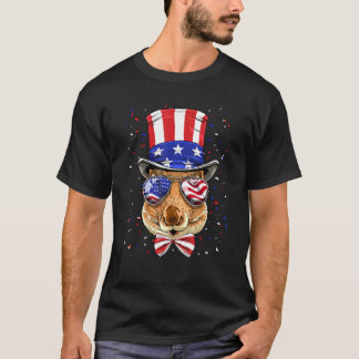 4th of July Patriotic Squirrel American USA Flag R T-Shirt