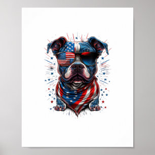 4th of July Patriotic Staffordshire Bull Terrier D Poster